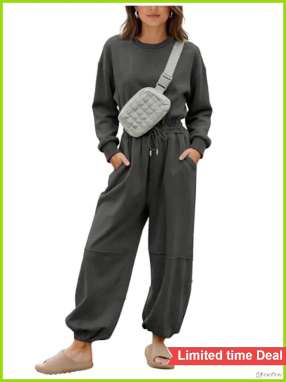 Flygo Womens One Piece Jumpsuit Long Sleeve Wide Leg Rompers with Pockets
